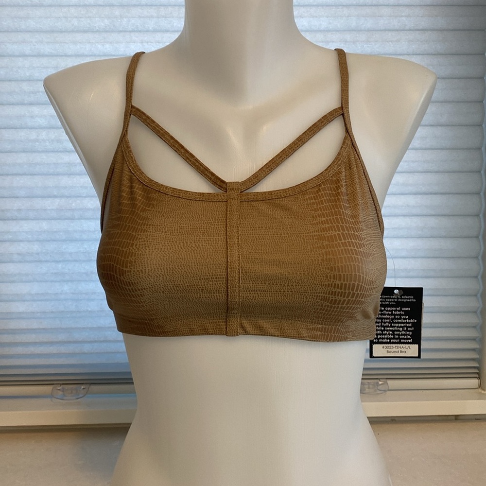 Onzie Yoga Bra Top. Swim top. Brown snakeskin. BNWT.